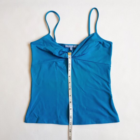 SMART SET Twisted Front Camisole with Spaghetti Straps in Bright Azure Blue - Picture 13 of 13